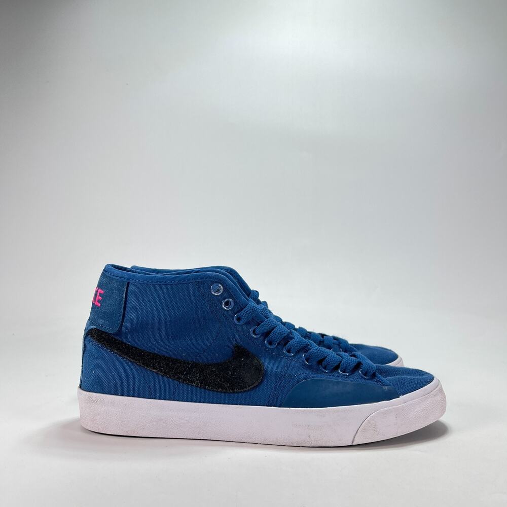 Nike SB Blazer Court Mid Blue Black Skateboarding Shoes FB1378-408 Mens Size 7.5